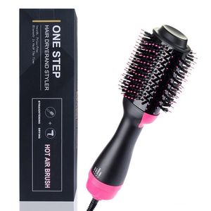 Um Passo Volume Ajustando Secador e Salão de Ar Quente Paddle Modelagem Escova Gerador de Anion Alisador de Cabelo Curler Curling Comb DHL DS