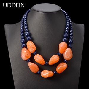 UDDEIN Böhmische Maxi-Halskette für Damen, doppelschichtige Perlenkette, Harz-Edelstein, Vintage-Statement-Halskette, Anhänger, Schmuck Y200730