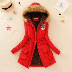 New winter women warm Windproof outerwear medium-long thicken plus size 3XL hooded coat slim parka cotton-padded jacket overcoat 201027
