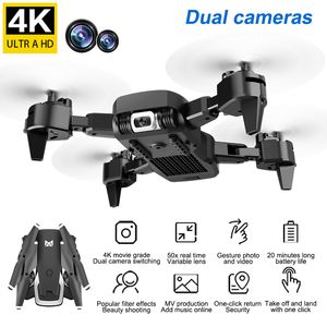 AZMA KK6 2.4G RC Drone Wifi FPV 4K HD Dual Camera Optical Flow RC Foldable Quadcopter Follow Me Wide Angle Camera RTF mini drone