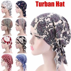 Fashion Womens Muslim Hijab Cancer Chemo Flower Print Hat Turban Cap Cover Hair Scarf Wrap Pre-Tied Headwear Printed Bandana Cycling Caps &