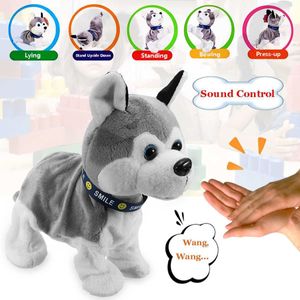 التحكم في الصوت روبوت الإلكترونية الكلب الاطفال أفخم لعبة التحكم الصوت التفاعلية اللحاء الوقوف المشي اللعب الإلكترونية الكلب للأطفال هدايا LJ201105