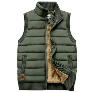 Marca addensare inverno uomo gilet con cerniera cappotto caldo giacca senza maniche casual in pile maschile gilet cappotto verde militare gilet nero 201120