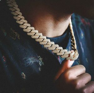 Afrikanische Ketten großhandel-20mm Diamant Miami Ping Cuban Link Kette Choker Halskette Armbänder k Weißgold Eiskuktiv Zirkonia Schmuck Zoll Zoll Kubanische Kette
