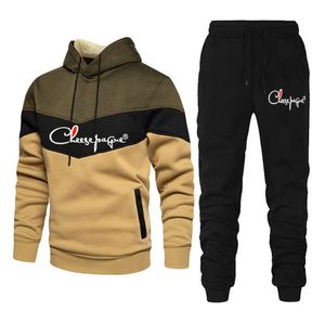 Marka Mężczyźni Dres Sports Garnitury Mężczyzna Fitness Jogging Gym Bawełniany Sportswear + Casual Pansts Spring Elastyczność Męska Zestaw Odzież S-3XL