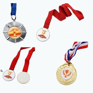 Personalized Gilded Medals Favor Sublimation Straw Pattern Design Medal Marathon Prizes with Lanyard RRE12629