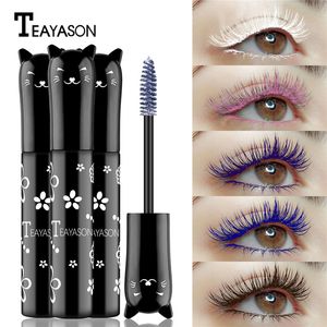 Hot 6 Colors Mascara Eyes Makeup Waterproof Easy Remove Blue White Brown Black Purple Lengthen Eyelashes Professional free shipping