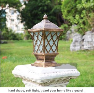 LED outdoor post lamps bronze antique black gridding wall light waterproof door top lights bollard lamp