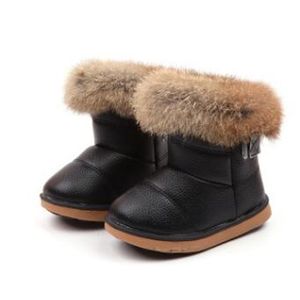 Buty Kids Buty Prawdziwe Futro Winter Buty Pluszowe Ciepłe Antislipie Toddler Czarne Gorące Różowe Białe Dziewczyny Kostki Snow Snow Tani Nowy 201128