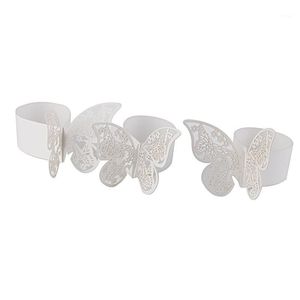 Tissue Boxes & Napkins Wholesale- 50PCS Paper Butterfly Napkin Rings For Weddings Party Serviette Table Decoration 3D