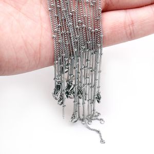 10pcs/lot Width 1.5mm Stainless Steel Bead Chain Necklace Chains for DIY Jewelry Findings Making Materials Accessories
