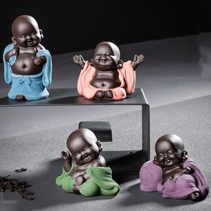 Cute Buddha For Home Decorations Tea Pets Tea Ceramic Crafts Home Decorative Ornaments Miniatures