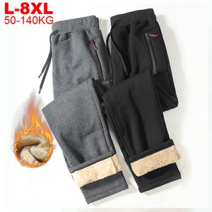 プラスサイズのメンズ暖かいズボンのためのウィンタートラックパンツメンズメンズメンズ中国のストリートウェアブラックジョガーズスポーツフリース厚いジョガースウェットパンツLJ201103