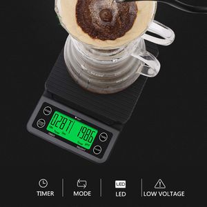Balance de café goutte à goutte 3 kg / 0,1 g avec minuterie Balance de cuisine numérique électronique portable Balance électronique LCD de haute précision 201118