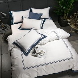 5-Star Hotel White Luxury 100% Egyptian Cotton Bedding Sets Full Queen King Size Duvet Cover Bed/Flat Fitted Sheet set 6pcs 201210