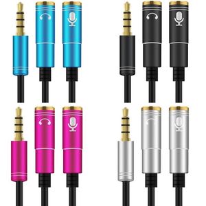 Cabo de divisão de áudio de 3.5mm para o computador Jack 1 masculino a 2 fêmeas Mic Splitters AUX Splitter cabos