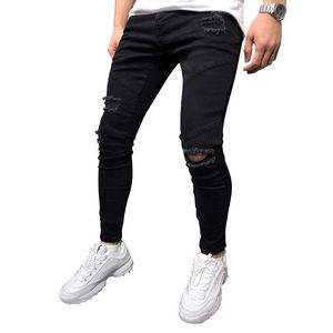 Männer Jeans 2021 Loch Slim Hosen Denim Elastische Dünne Baumwolle Männliche Streetwear Bleistift Hosen Herren Für Männer