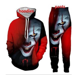 Toptan - Yeni Varış Korku Filmi 3D Tüm Üzerinde Baskı Eşofmanlar Hoodie / Tişörtü + Joggers Pantolon Kadın Erkek Erkek