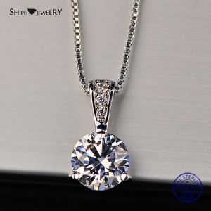 Shipei 925 Colar de prata esterlina para mulheres fina jóias coração e flechas Criado Moissanite pingente colar de presente de aniversário LJ201009