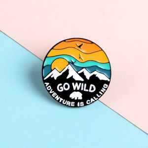 Go Wild Adventure Is Calling Enamel Lapel Pins Mountain Polar Bear Sun Explore Brooch And Pins Badge Nature Jewelry Various brooches