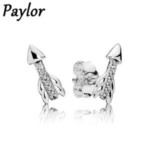 Stud Paylor 2022 Shining CZ Zirkon Kärlek Arrow Örhängen för Kvinnor Förlovning Mode Smycken Accesorios Mujer