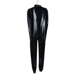 Catsuit Costumes Women's Sexy black mummy bodysuit Shiny Metallic Spandex Zentai Catsuit adult cosplay Fancy Dress With inner sleeve without hood
