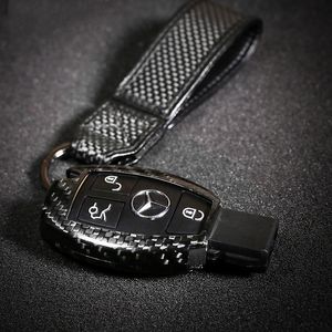 Key Carbon Car Key Cover Case FOB Protector do Mercedes W204 W212 W205 GLA GLK C S E Klasa Akcesoria Wymiana Shell