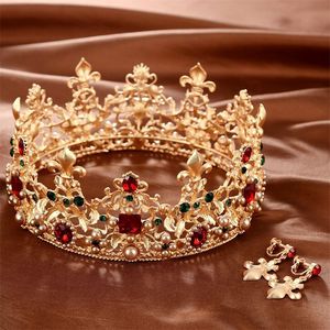 Baroque Retro Luxury Pearl Crystal Gold Crown Bridal Wedding Jewelry Tiaras Crowns Pageant Dress Hair Accessories 220216