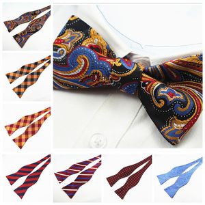 Damat bağları Erkekler kendi kendine yay bağları 100 ipek düz kravat bowtie kelebekler iş düğün kravat