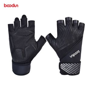 Boodun Men Gym Gloves耐衝撃ボディービルの重量リフティンググローブクロスフィットフィットネススポーツトレーニンググローブQ0107