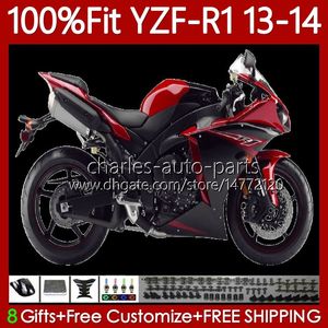 100％フィットOEMフェアリングヤマハYZF-R1 YZF R 1 1000 CC YZFR1 13 14モトボディワーク94NO.65 YZF R1 1000CC YZF1000ワインレッドブラック2013 2014 YZF-1000 2013-2014注入型ボディ