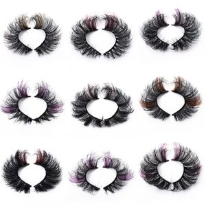 Colored False Eyelashes 3D Fluffy Faux Mink Color Eye Lashes Strip Wipsy Multicolored Fake Lash for Daily Christmas Cosplay Party Makup Colorful Lashes on the End