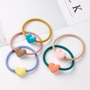 Elastici per capelli a forma rotonda con orsetto a forma di cuore ad alta elasticità per donne Fascia per capelli Bambini Bambini Dolci colori caramelle Fasce per capelli Accessori per capelli