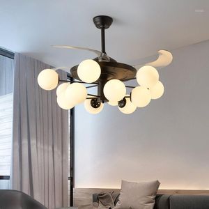 Comutador De Ventilador Elétrico venda por atacado-Fãs elétricos Fan Light teto para sala de estar luminária de controle remoto e interruptor de parede juntos1