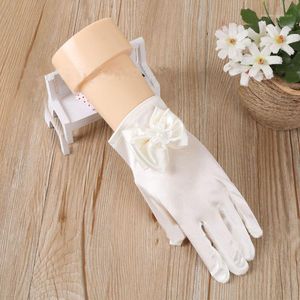 Five Fingers Gloves Kids Satin Bowknot Formal Girls Princess Costume For Performance Party Fancy Dress Christmas Navidad1