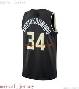 Пользовательский сшитый Giannis Antetokounmpo Black Patch Logo Jersey XS-6xl Mens Baskacks Basketball Jerseys