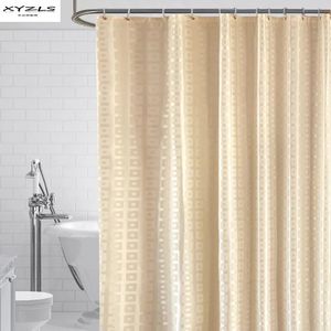 XYZLS modern duş perdesi su geçirmez küf geçirmez polyester banyo perde kare ızgara banyo perdeleri kanca ile Y200108