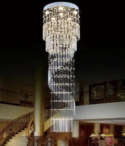 K9 ha portato a filo lampadario di cristallo moderna Monte Crystal Light Spiral Ladder lusso lampade a sospensione a soffitto Lampade di cristallo