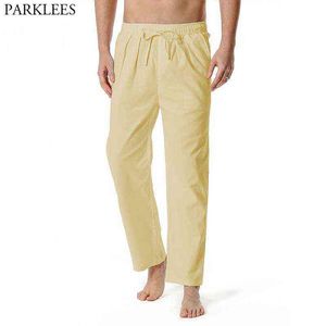 2021 neue männer Baumwolle Leinen Hosen Elastische Kordelzug Taille Lounge Hosen Männer Lässig Leichte Yoga Strand Sommer Hosen Khaki g0104