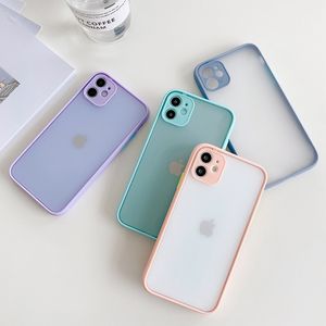 Casos de telefone de silicone transparente à prova de choque à moda para iPhone 11 12 Prox x XR proteção de cor de proteção