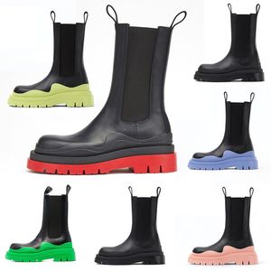 Fashion Chelsea Chunky Women Platform Luxury Boots Pink Grey Green Black Red Yellow Contrast-Sole Woman Luxurious Martin Booties
