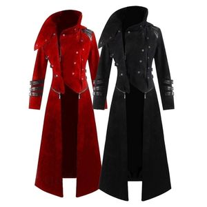 NEW Men Cosplay Costume Party Vintage Royal Style Trench Coats Retro Gothic Steampunk Long Coats Gentlemen Costume 201120