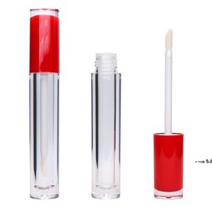 New5ml Clear LipGloss Tubes Refillable Flaskor med Big Brush Wand Läppstift Tube Foot Applicator för kvinnor Flickor Cosmetic DIY Makeup RRF1300