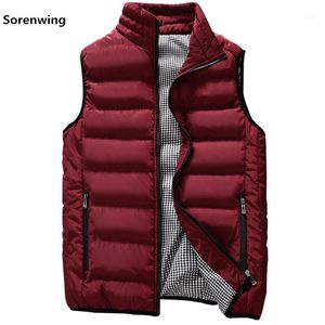 Nuovi Gilet Uomo Marca Mens Giacca senza maniche Gilet da uomo imbottito in cotone Autunno Inverno Cappotti casual Gilet maschile 5XL 0000011