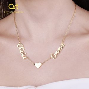 Fashion Custom Names Heart symbol Necklace Stainless Steel Pendants Statement Personalized Choker For Women Gift Gold Jewelry Q1113