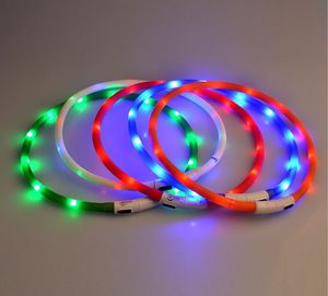 70 cm LED PET Dog Kołnierz smyczy ładowne USB Regulowany migający kołnierz kota Bezpieczeństwo w nocy pasuje do wszystkich psów silikonowych