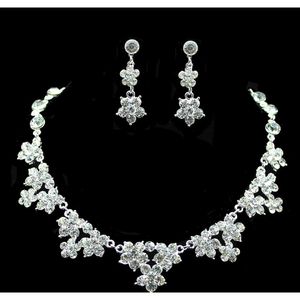 Wedding Jewelry Sets Engagement Bridal Rhinestone Earring And Necklace Sets Simple Shining Wedding Dress Accessories Jewelry In Bulk 7L3B6