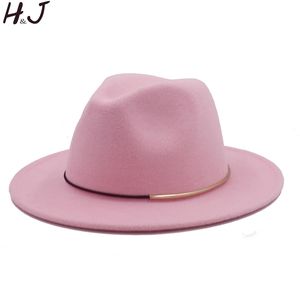 Wool Women Men Fedora Hat For Lady Male Winter Autumn Floppy Cloche Wide Brim Jazz Church Godfather Sombrero Caps Y200110