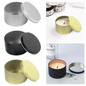 12st Round Metal Tin Box Stearinljus Svart Guld Silverburk Förvaring Tom Pott Plain Skruv Toppburkar Cream Cosmetic Container H1222