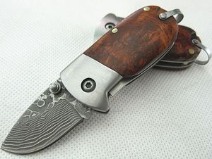 Специальное предложение 3.46-дюймовый карманный складной нож VG10 Damascus стальной лезвие тени древесной стальной головной ручкой edc ножи